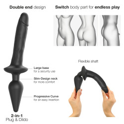 strap on me Plug Dildo Switch Realistic Strap-On-Me L 16 x 3.4cm Noir